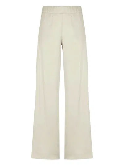 D Exterior Satin Elastic-waistband Trousers In Neutral