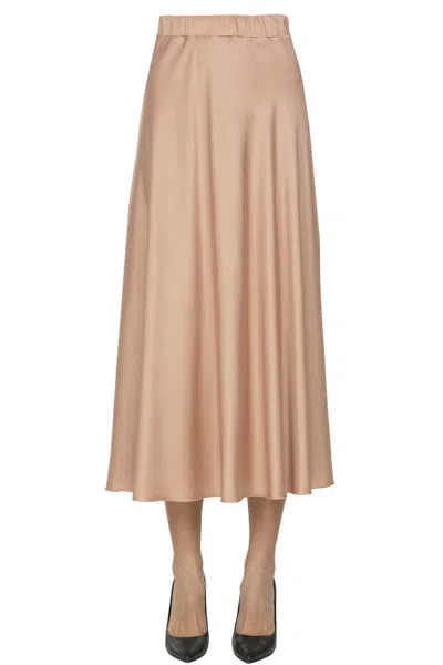 D Exterior Satin Midi Skirt In Brown
