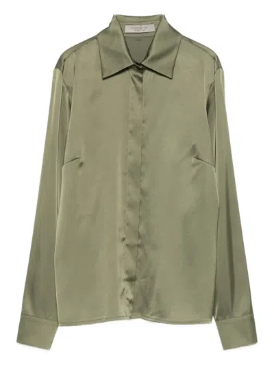 D Exterior Satin Shirt In Green