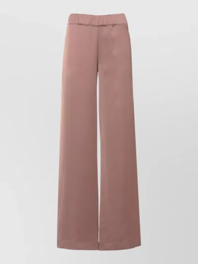 D Exterior Satin Straight Trousers Full Length Wide Leg In Pink