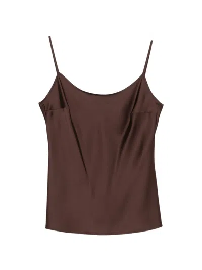 D Exterior Satin-finish Camisole Top In Brown