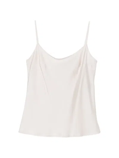 D Exterior Satin-finish Camisole Top In White