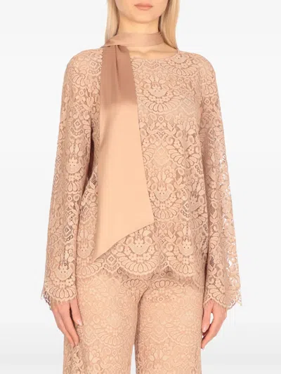 D Exterior Scalloped-hem Blouse In Pink