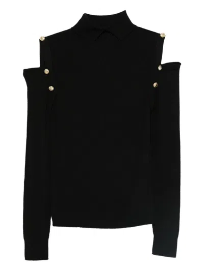 D EXTERIOR Schwarzes Off-Shoulder-Shirt D EXTERIOR