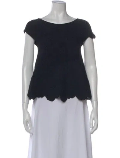 Pre-owned D Exterior Scoop Neck Short Sleeve Top In Black