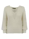 D Exterior Sequin-embellished Balloon-sleeve Sweater In White