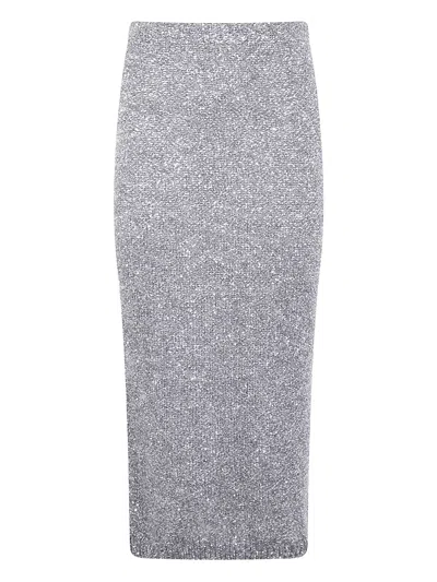 D EXTERIOR SEQUIN-EMBELLISHED MIDI SKIRT