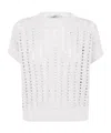 D Exterior Sequin-embellished Open-knit Sweater In White