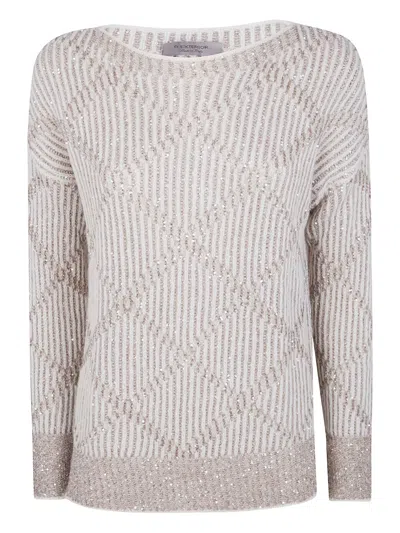 D Exterior Sequin-embellished Ribbed-knit Sweater In Gray