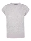 D Exterior Sequin-embellished Short-sleeved Sweater In Gray