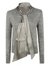 D Exterior Sequin-embellished Tie-neck Sweater In Gray
