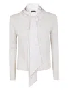 D Exterior D.exterior Long Sleeves Soft Ribbon Sequins Sweater In White