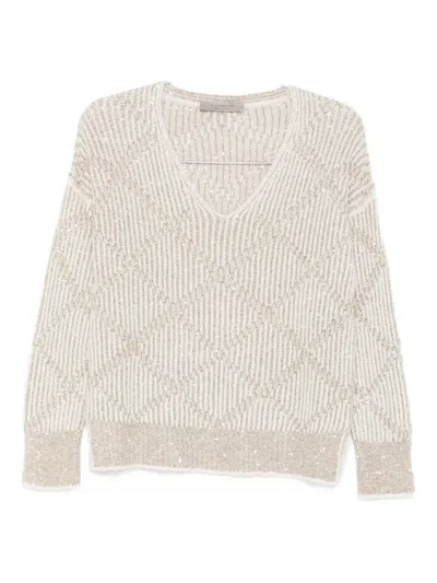 D Exterior Classic Knit Sweater With Relaxed Fit And Timeless Appeal In Neutral