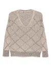 D Exterior Relaxed Fit Beige Knit Sweater With Round Neckline In Neutral