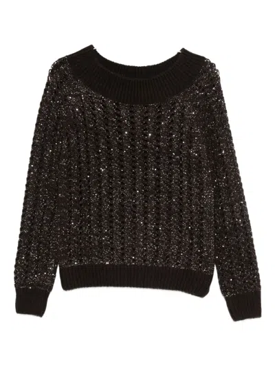 D Exterior Sequin-embellishment Sweater In Black