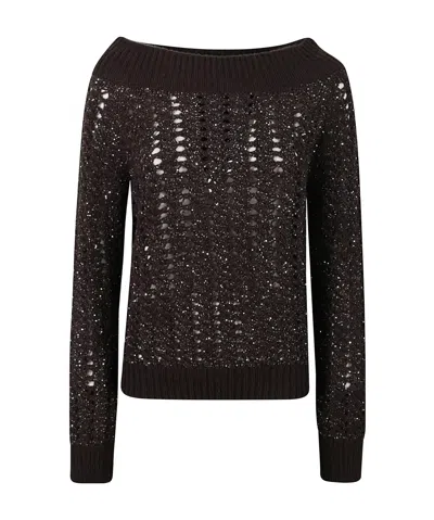 D Exterior Sequin-embellishment Sweater In Black