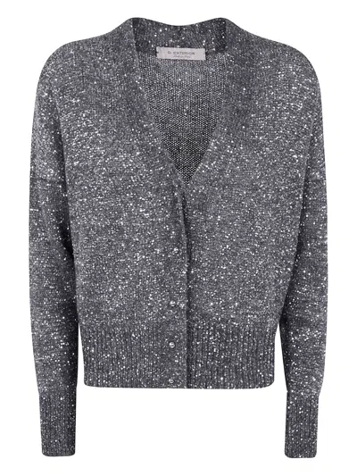 D Exterior D.exterior Soft Sequins Short Cardigan In Gray
