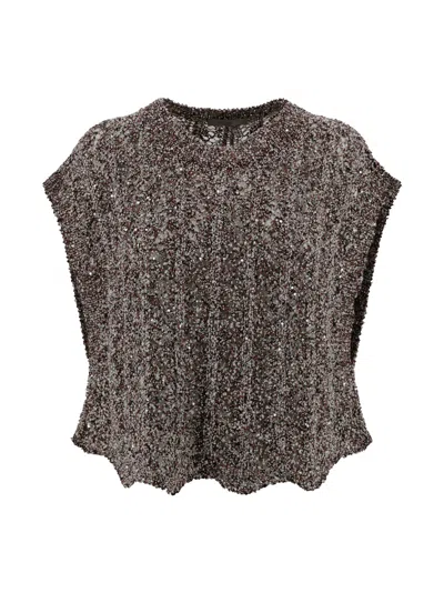 D Exterior Sequin Knit Vest In Multi