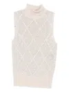 D Exterior Sequin Lattice Sweater In Neutral