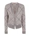 D Exterior Sequin Striped Cardigan In Gray