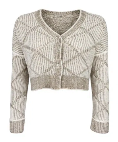 D Exterior Sequined Diamond Sweater In Gray