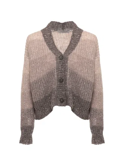 D Exterior Sequin Knit Cardigan In Multi