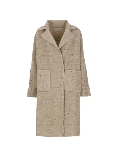 D Exterior Sequin-embellished Flecked Coat In Neutral
