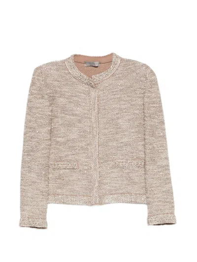 D Exterior Sequin-embellished Tweed-effect Jacket In Neutral