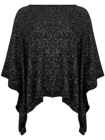 D Exterior Sequinned Cape In Black