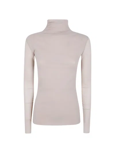 D Exterior Sheer High-neck Top In Neutral