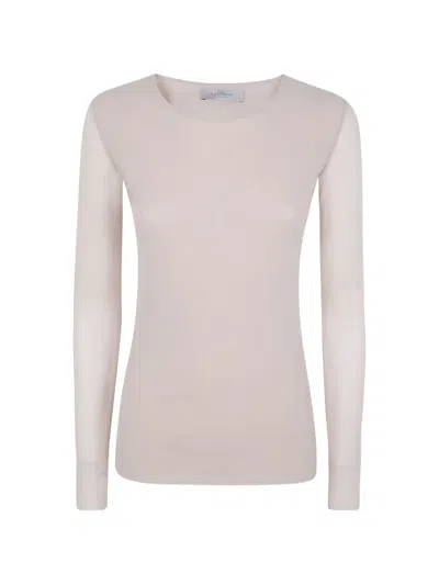 D Exterior Sheer-panel Sweater In Neutral