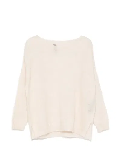 D Exterior Side-slit Sweater In Neutral