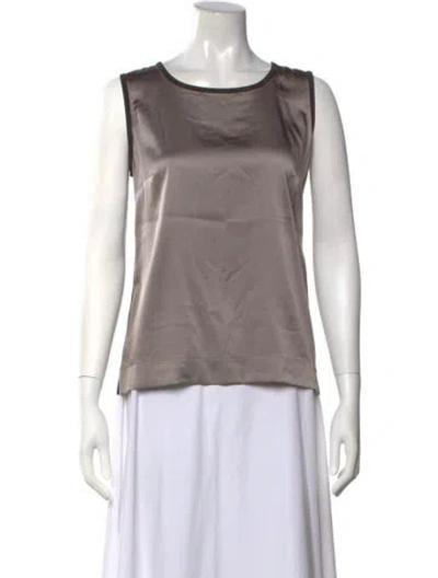 Pre-owned D Exterior Silk Scoop Neck Top In Neutral