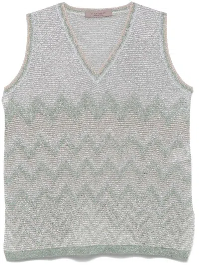 D Exterior Silver-tone Waistcoat With V Neck