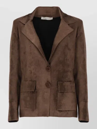 D Exterior Single-breasted Suit Jacket In Brown