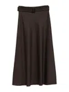 D Exterior Tailored A-line Grey Skirt With Matching Belt In Brown
