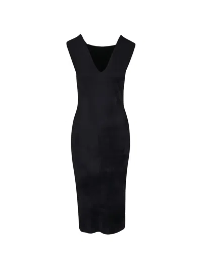 D Exterior Sleeveless Dress In Black
