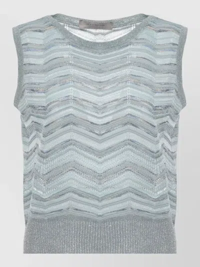 D Exterior Sleeveless Knit Top Geometric Pattern In Blue