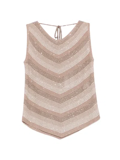 D Exterior Sleeveless Striped Top In Neutral