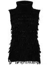 D EXTERIOR SLEEVELESS SWEATER WITH FRINGES AND SEQUINS