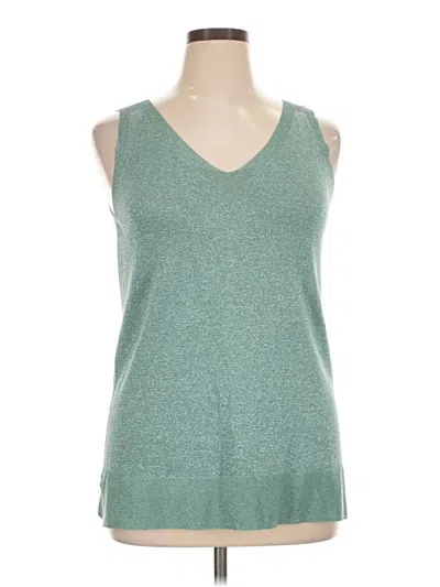 D Exterior Sleeveless Top Teal V-neck Tops In Green