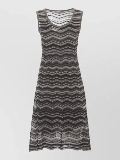 D Exterior Sleeveless Viscose Dress Geometric Pattern In Gray
