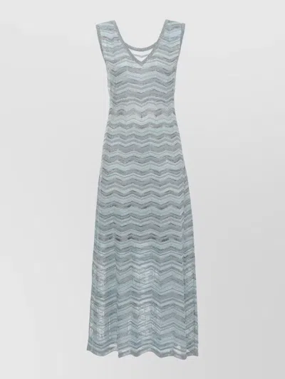 D Exterior Sleeveless Viscose Dress Geometric Pattern In Blue