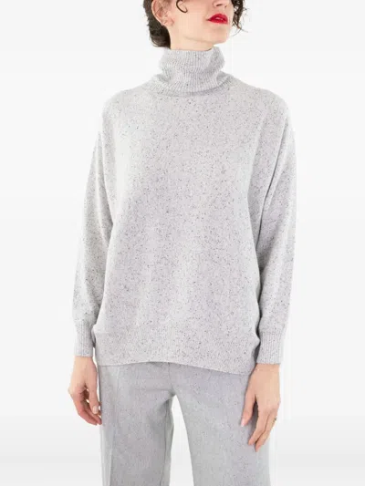 D Exterior Turtleneck Long-sleeved Sweater In White