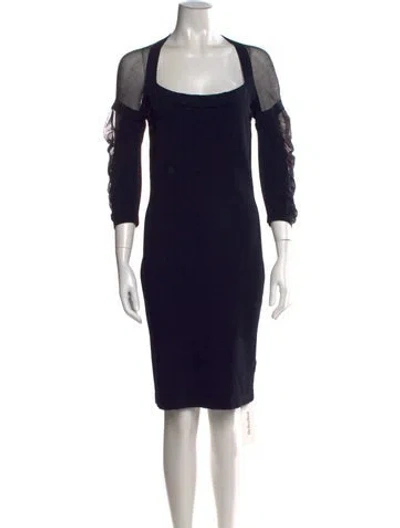 Pre-owned D Exterior Square Neckline Knee-length Dress In Black