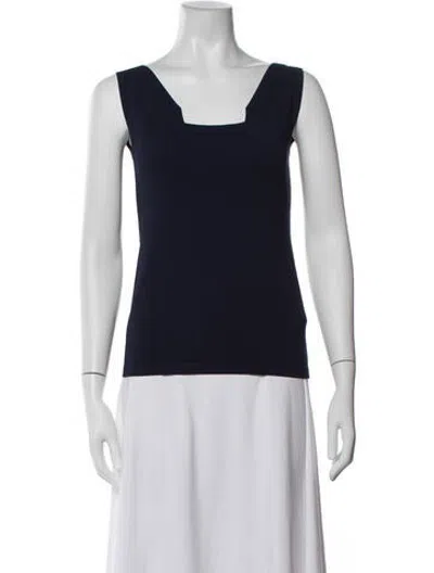 Pre-owned D Exterior Square Neckline Sleeveless Top In Blue