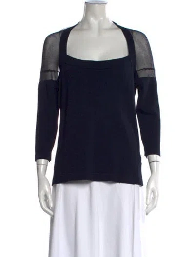Pre-owned D Exterior Square Neckline Sweater In Blue