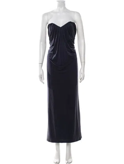 Pre-owned D Exterior Strapless Long Dress In Blue