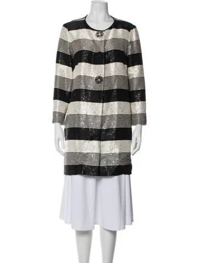 Pre-owned D Exterior Striped Coat In Black