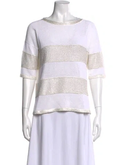 Pre-owned D Exterior Striped Crew Neck Sweater In White